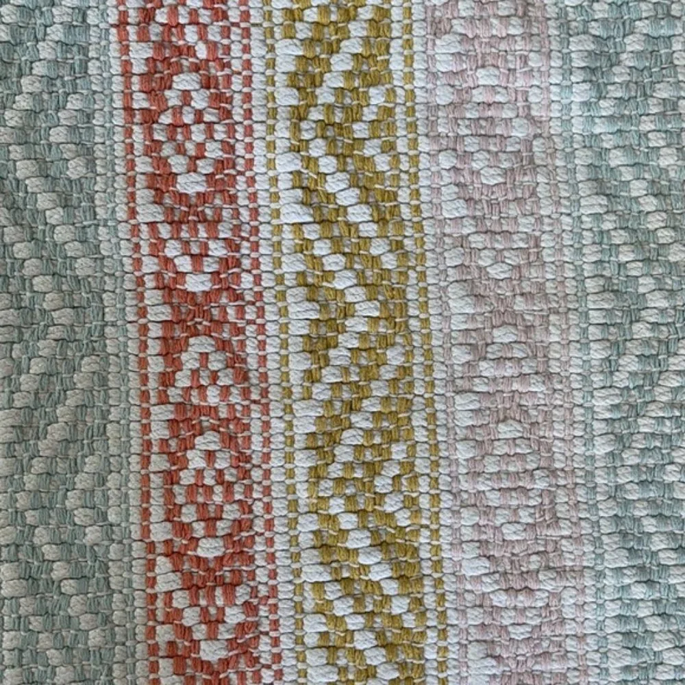 Banded Striped Western Woven Bath Rug Boho Decor